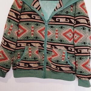 Tribal Patterned Zip-Up Hoodie